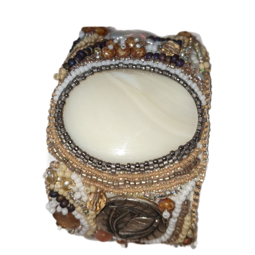 Artisan Bead Embroidery Cuff Bracelet Jewelry Gem Jewelry OOAK